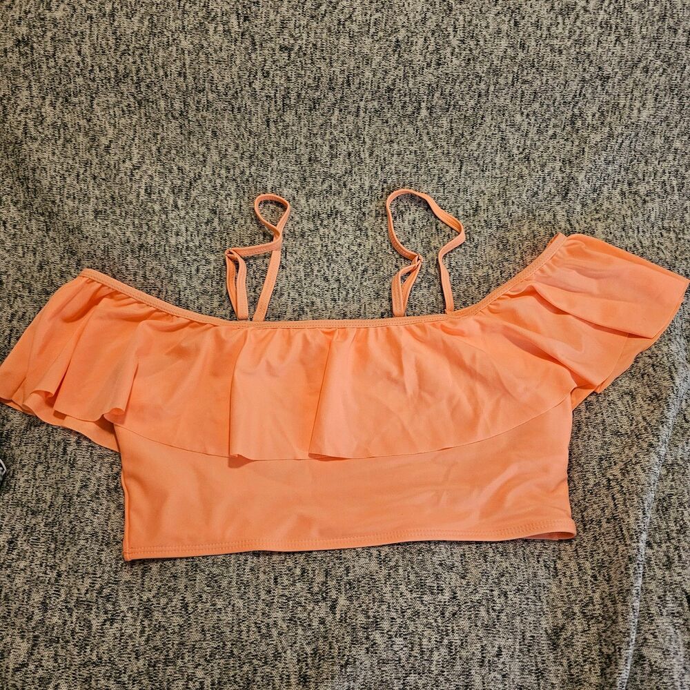 New Bikini Set Tummy Control Blue & White Bottoms Ruffled Coral Top Tankini - Picture 3 of 11